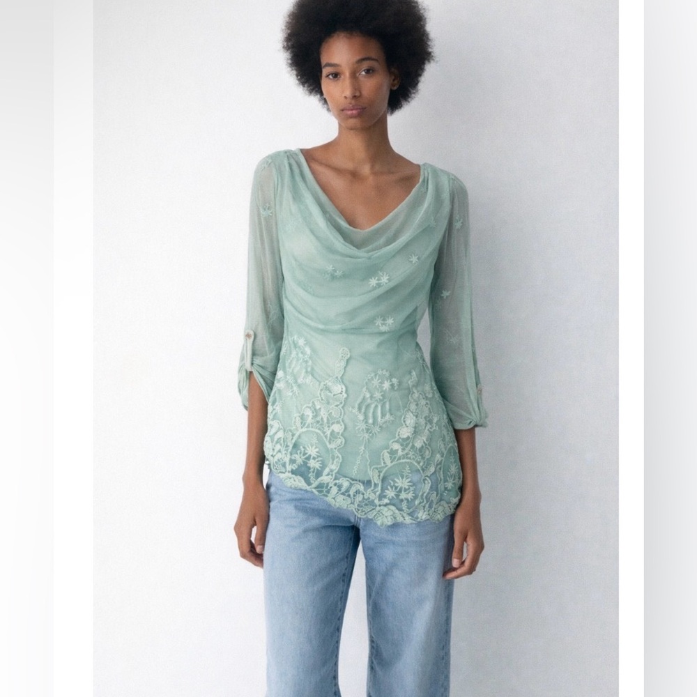 Labo Art Maglia Lola NWT blouse with printed mesh overlay